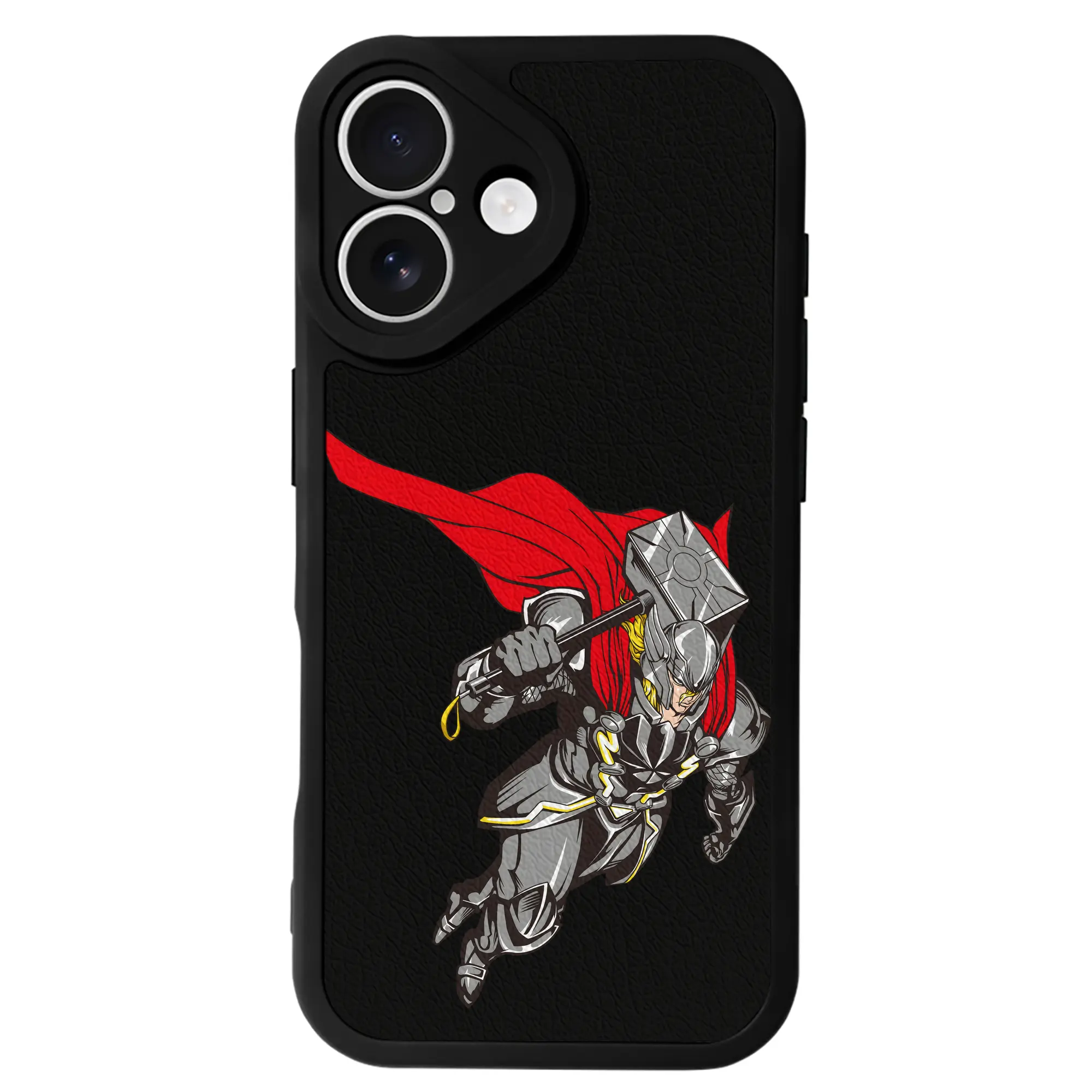 アベンジャーズ (Avenjāzu) グッズ マイティ・ソー（Thor） - IPhone 16シリーズ対応 ・ シリコンスマホケース ・ レザー調 ・ 高精度フィット ・ 耐衝撃 ・ ワイヤレス充電対応 ・ 精密カット